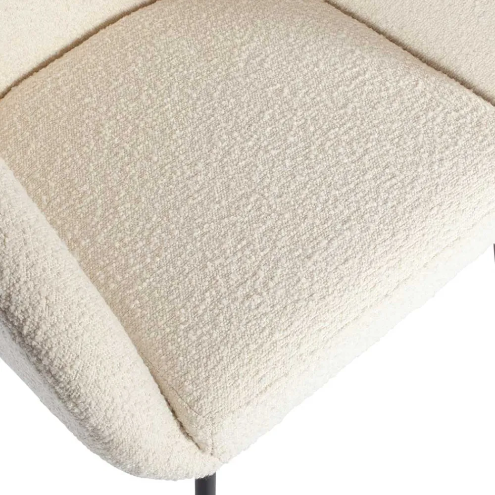 Wohnen Stühle<Armlehnenstuhl aus Boucle Stoff in Offwhite - Choco (2er Set)