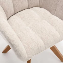 Wohnen Stühle<Armlehnenstuhl in Creme Strukturstoff - Crystoga (2er Set)
