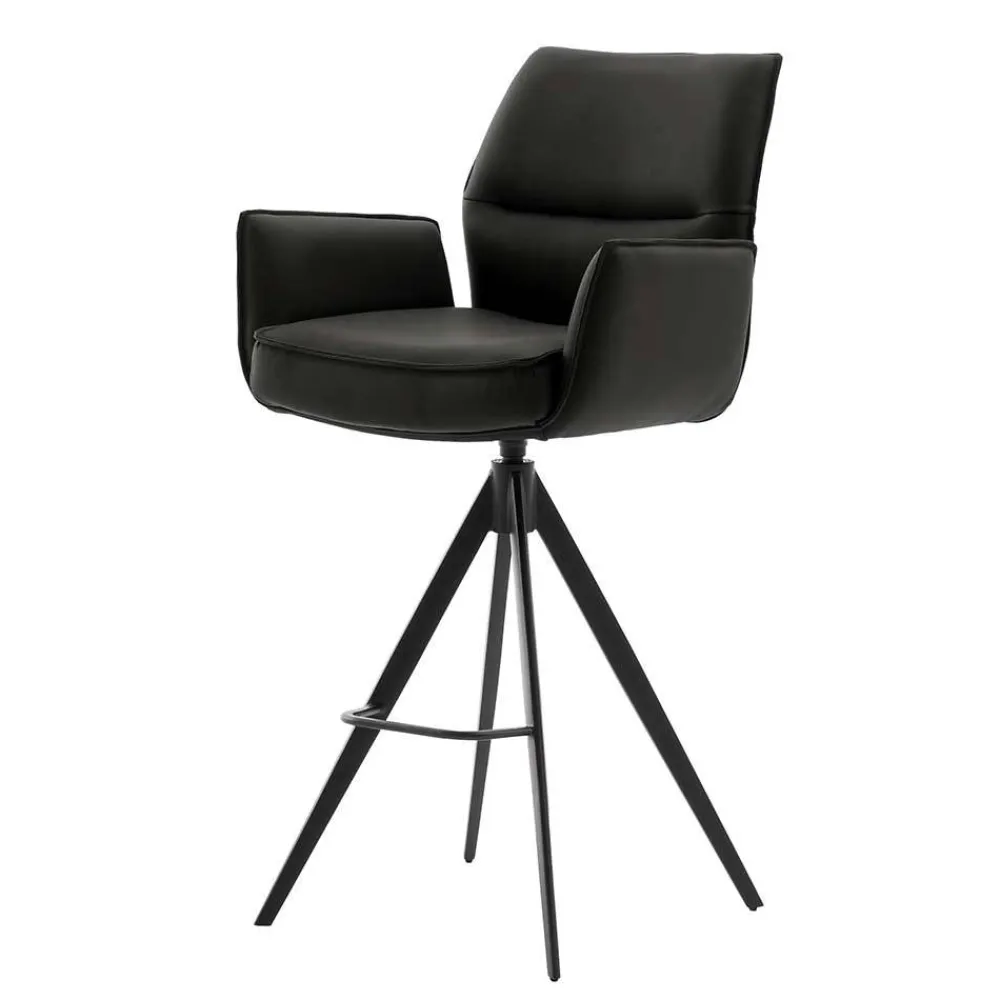 Wohnen Hocker<Armlehnen-Tresenstühle aus Echtleder - Delamaro (2er Set)