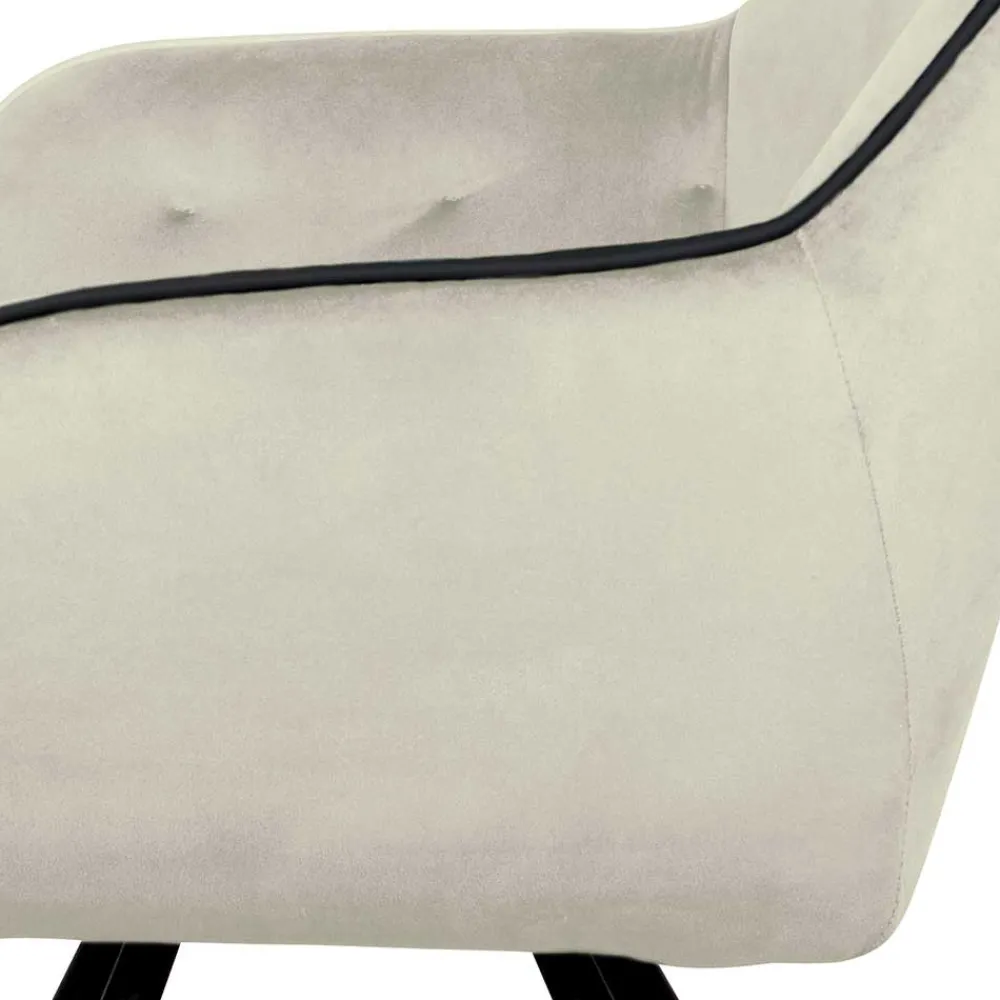 Wohnen Stühle<Armlehner Polsterstuhl in Creme Samt - Pape