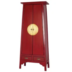 Wohnen Vitrinen<Asia Design Schrank in Rot Massivholz - Iscian