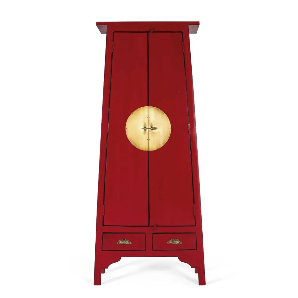 Wohnen Vitrinen<Asia Design Schrank in Rot Massivholz - Iscian