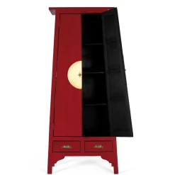 Wohnen Vitrinen<Asia Design Schrank in Rot Massivholz - Iscian