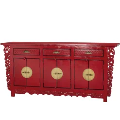 Wohnen Sideboards<Asia Design Sideboard aus Massivholz in Rot - Iscian