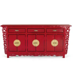 Wohnen Sideboards<Asia Design Sideboard aus Massivholz in Rot - Iscian