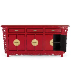 Wohnen Sideboards<Asia Design Sideboard aus Massivholz in Rot - Iscian