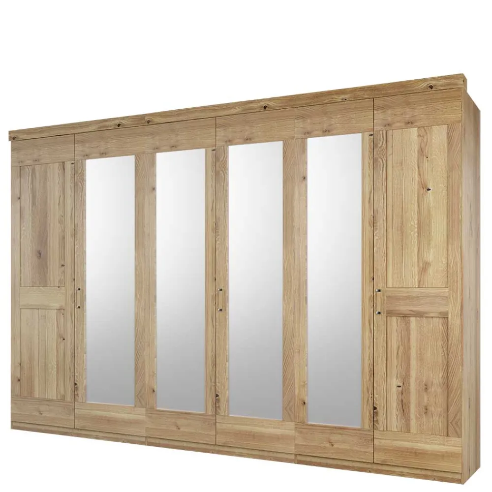 Wohnen Kleiderschränke|Schränke<Asteiche Kleiderschrank 6-türig mit 4 Spiegeln - Zamron