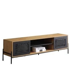 Wohnen Tv & Hifi-Möbel|Lowboards<Ausgefallenes TV Board mit Kunstrattan Einsätzen - Zavias
