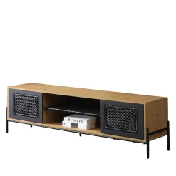 Wohnen Tv & Hifi-Möbel|Lowboards<Ausgefallenes TV Board mit Kunstrattan Einsätzen - Zavias