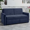 Wohnen Sofas<Ausklappbare Bettcouch in Blau Stoff - Jeen