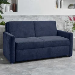 Wohnen Sofas<Ausklappbare Bettcouch in Blau Stoff - Jeen