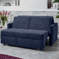 Wohnen Sofas<Ausklappbare Bettcouch in Blau Stoff - Jeen