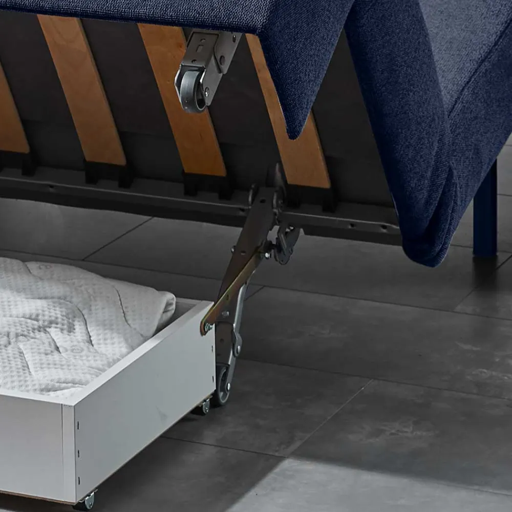 Wohnen Sofas<Ausklappbare Bettcouch in Blau Stoff - Jeen