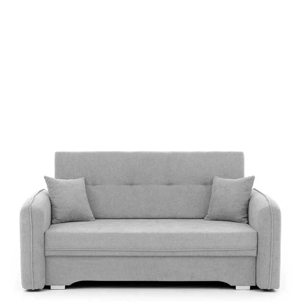 Wohnen Sofas<Ausklappbare Couch in Hellgrau Veloursbezug - Kidur