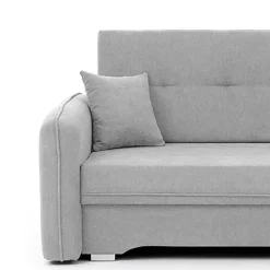 Wohnen Sofas<Ausklappbare Couch in Hellgrau Veloursbezug - Kidur