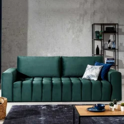Wohnen Sofas<Ausklappbares Sofa in Grün Samt - Olenka