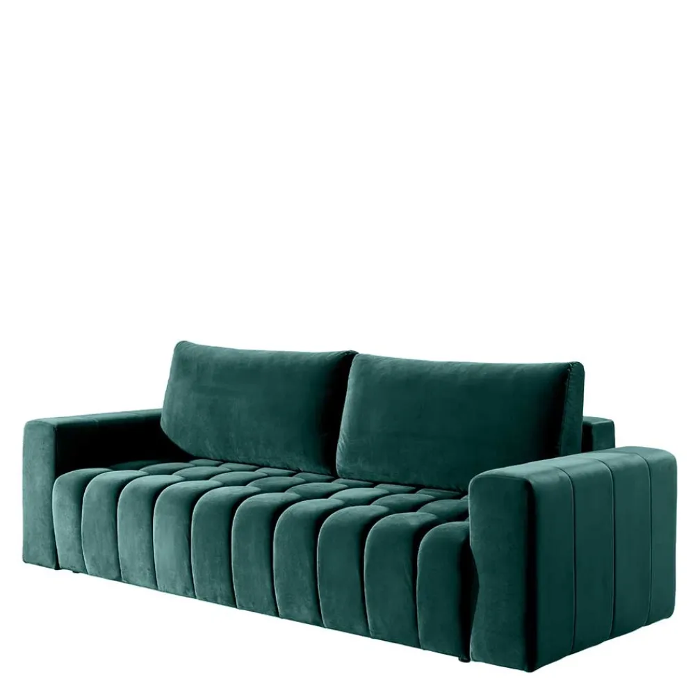 Wohnen Sofas<Ausklappbares Sofa in Grün Samt - Olenka