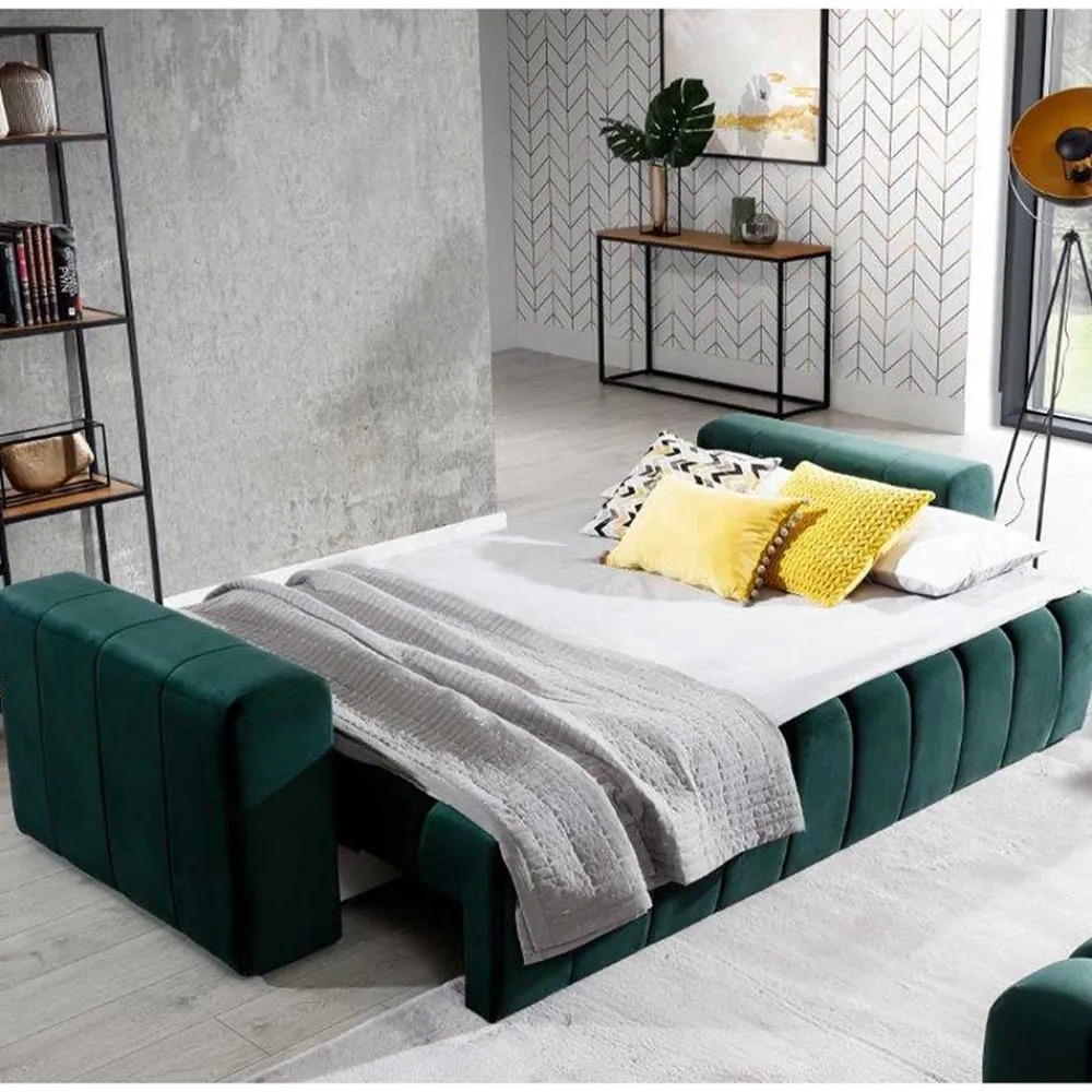 Wohnen Sofas<Ausklappbares Sofa in Grün Samt - Olenka
