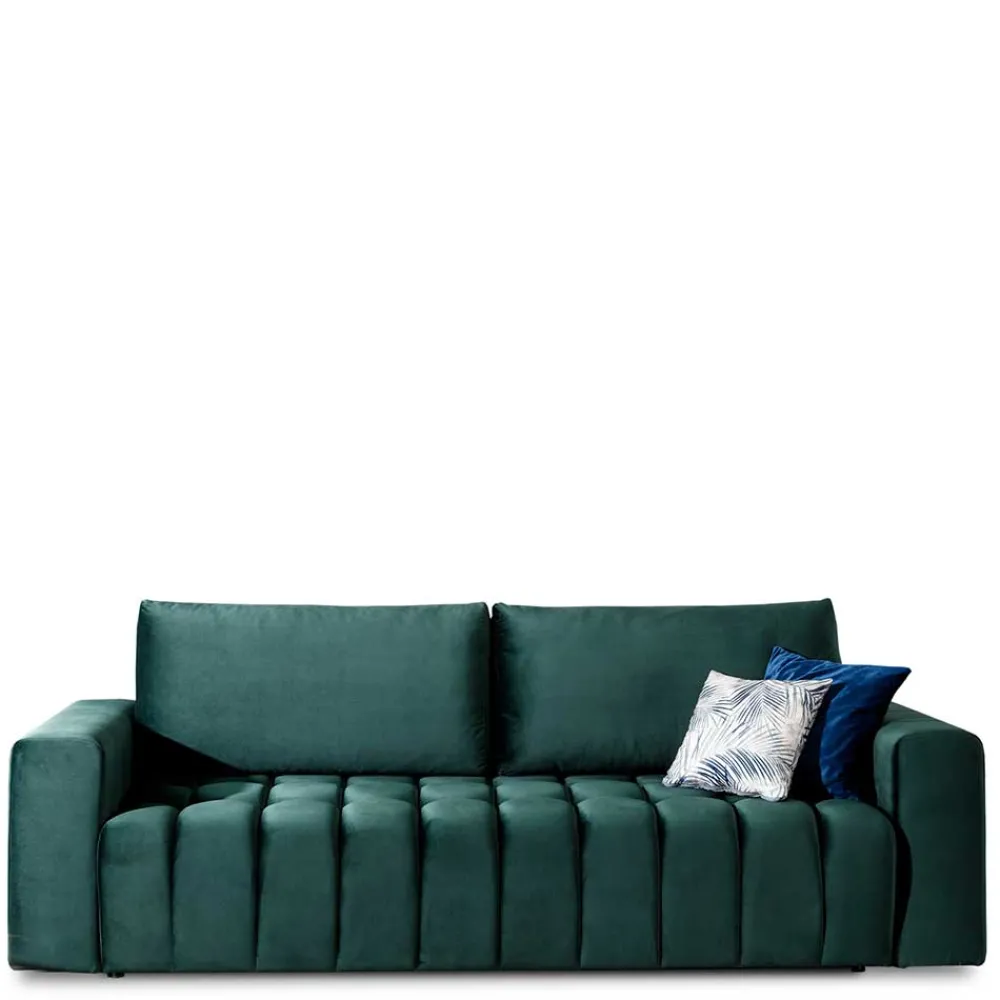 Wohnen Sofas<Ausklappbares Sofa in Grün Samt - Olenka