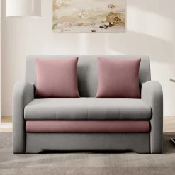 Wohnen Sofas<Ausziehcouch in Hellgrau und Rosenholz - Kedany