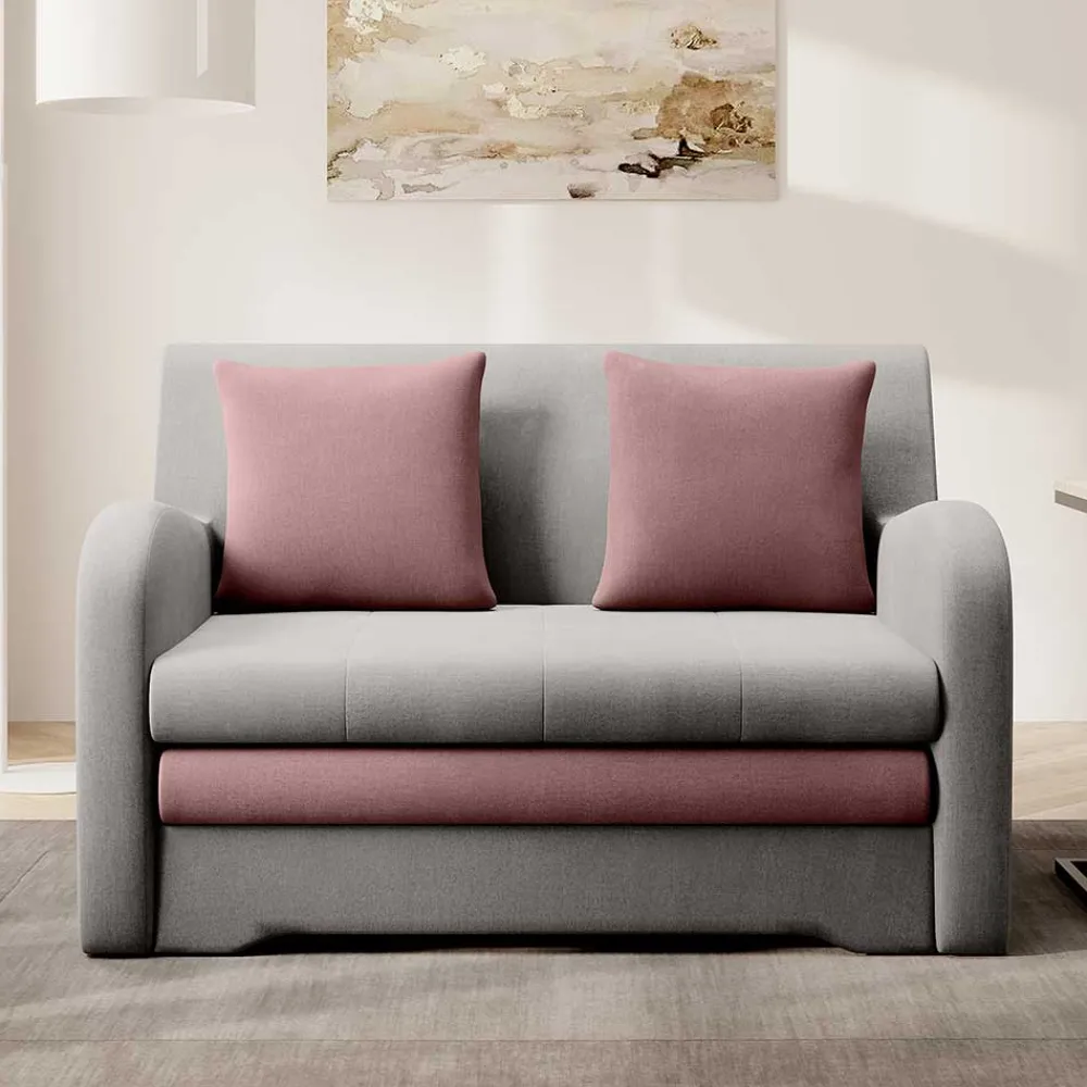 Wohnen Sofas<Ausziehcouch in Hellgrau und Rosenholz - Kedany