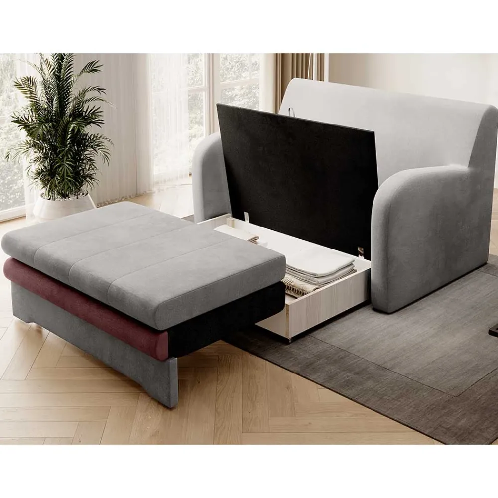 Wohnen Sofas<Ausziehcouch in Hellgrau und Rosenholz - Kedany