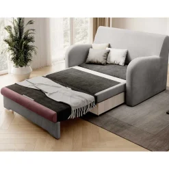Wohnen Sofas<Ausziehcouch in Hellgrau und Rosenholz - Kedany