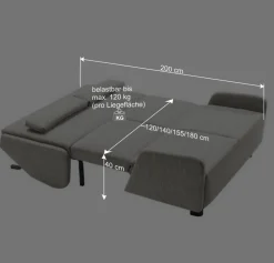 Wohnen Betten|Sofas<Ausziehsofa in Grau Stoff - Vergoma