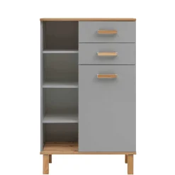 Wohnen Highboards<Bad Highboard in Platingrau und Eiche - Nienzo