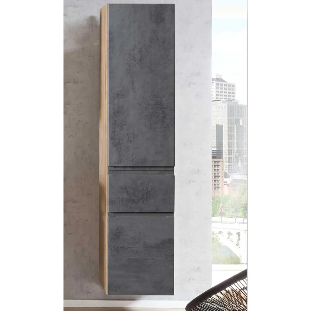 Wohnen Schränke<Bad Hochschrank in Beton & Holz Dekor - Mia