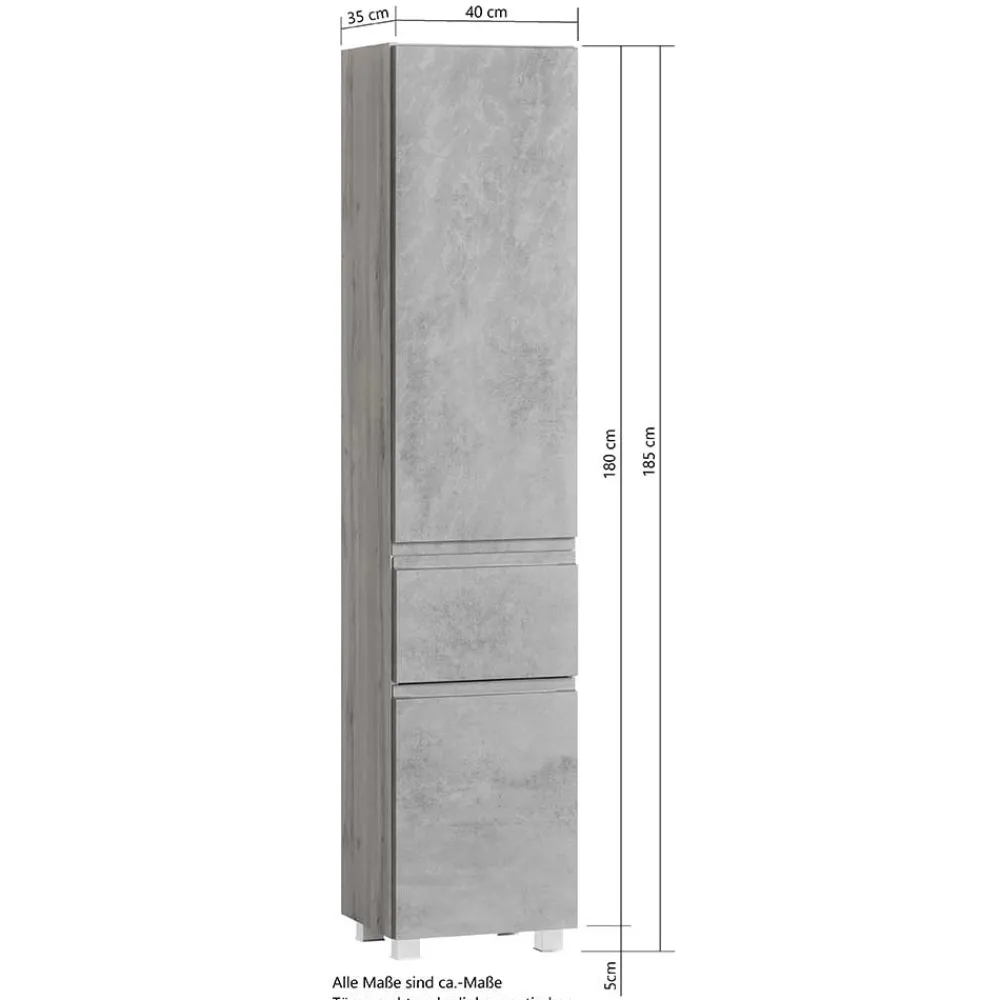 Wohnen Schränke<Bad Hochschrank in Beton & Holz Dekor - Mia
