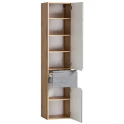 Wohnen Schränke<Bad Hochschrank in Beton & Holz Dekor - Mia