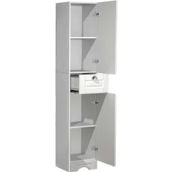 Wohnen Schränke<Bad Hochschrank in Weiß - 35x180x32 cm - Akira