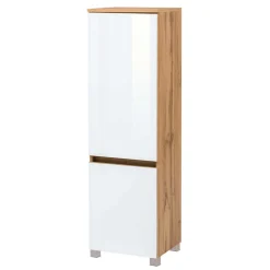 Wohnen Schränke<Bad Midischrank in Weiß Glas & Wildeiche - Vrendina