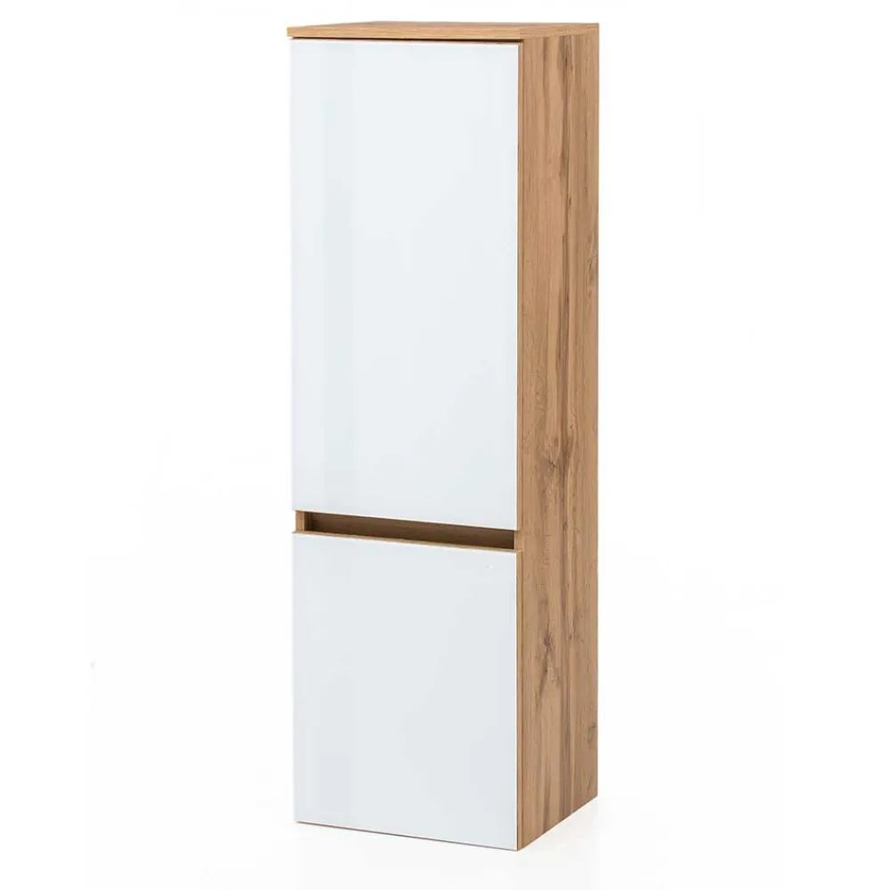 Wohnen Schränke<Bad Midischrank in Weiß Glas & Wildeiche - Vrendina