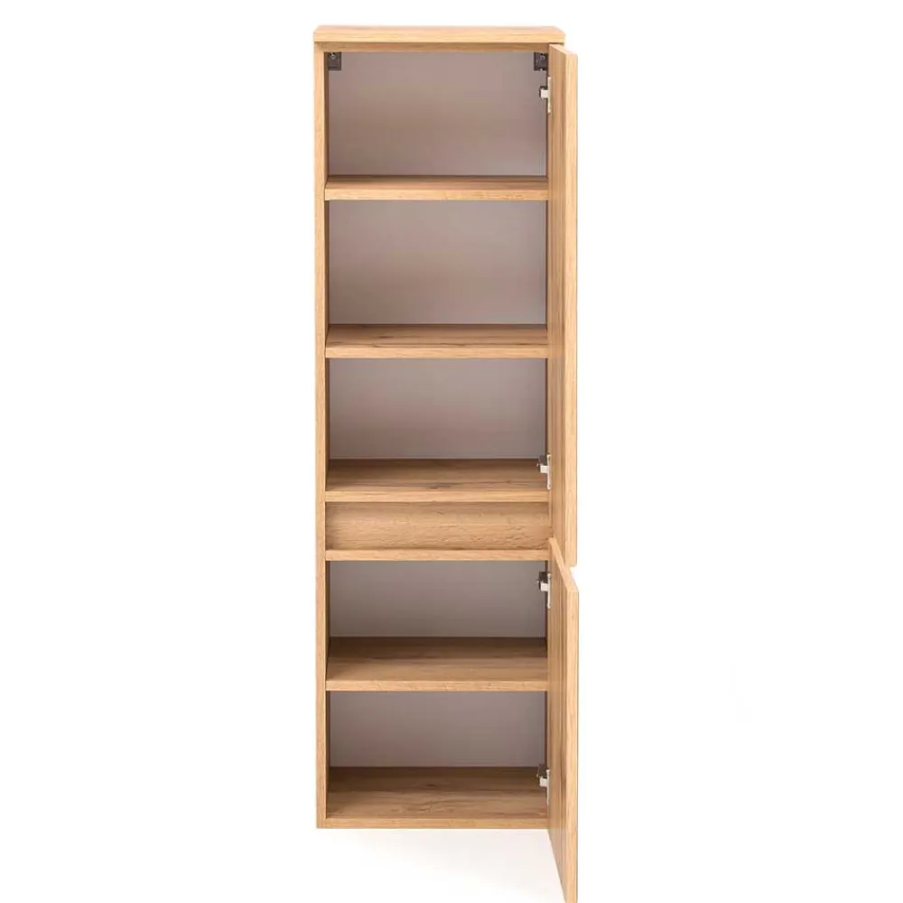 Wohnen Schränke<Bad Midischrank in Weiß Glas & Wildeiche - Vrendina