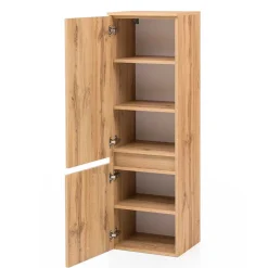 Wohnen Schränke<Bad Midischrank in Weiß Glas & Wildeiche - Vrendina