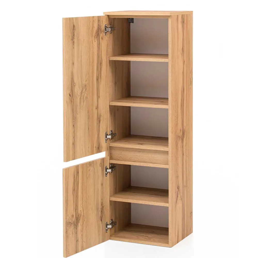 Wohnen Schränke<Bad Midischrank in Weiß Glas & Wildeiche - Vrendina