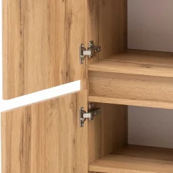 Wohnen Schränke<Bad Midischrank in Weiß Glas & Wildeiche - Vrendina