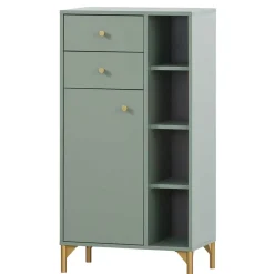 Wohnen Schränke<Badezimmer Highboard in Graugrün & Gold - Vilatata