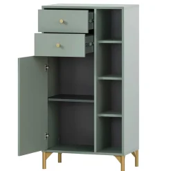Wohnen Schränke<Badezimmer Highboard in Graugrün & Gold - Vilatata