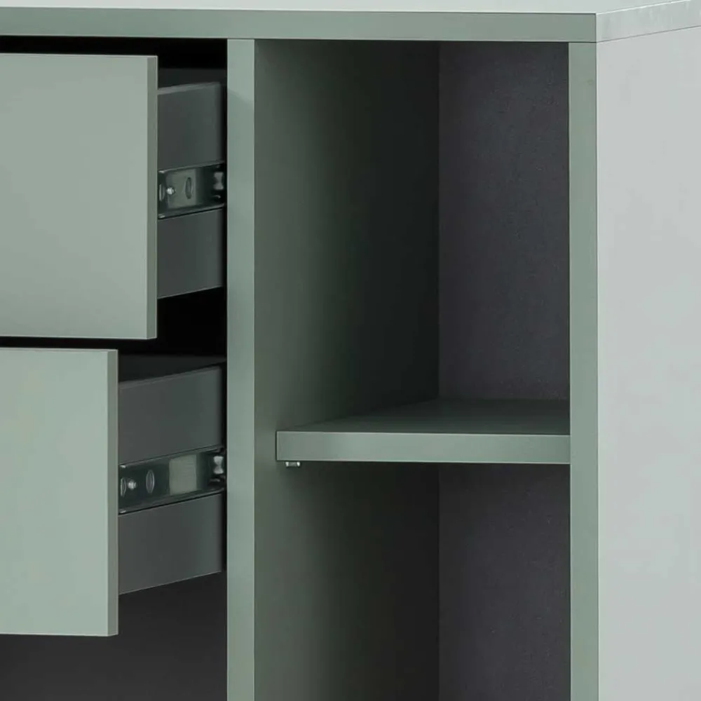 Wohnen Schränke<Badezimmer Highboard in Graugrün & Gold - Vilatata