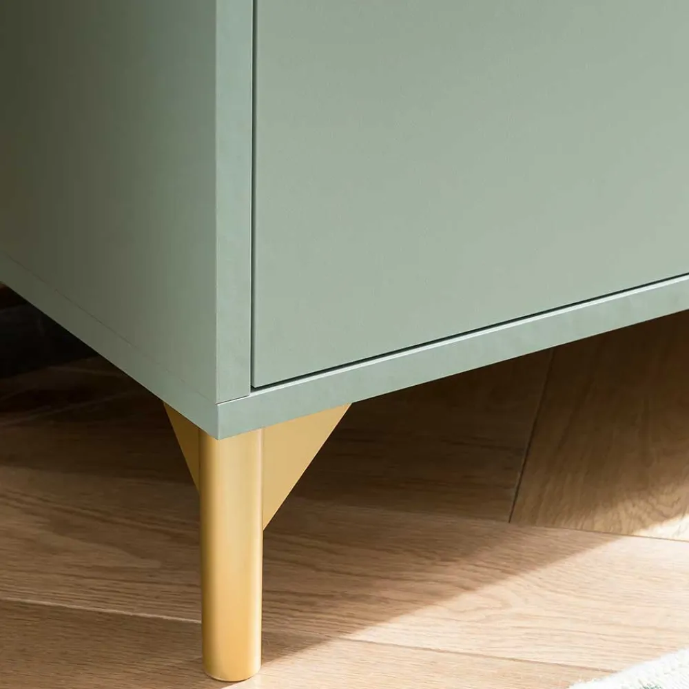 Wohnen Schränke<Badezimmer Highboard in Graugrün & Gold - Vilatata
