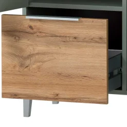 Wohnen Schränke<Badezimmer Highboard in Graugrün und Eiche - Liz