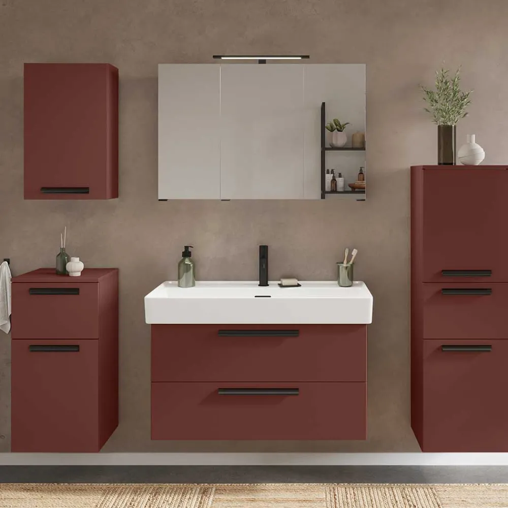 Wohnen Schränke<Badezimmer Hängeschrank in Dunkelrot - Exeler