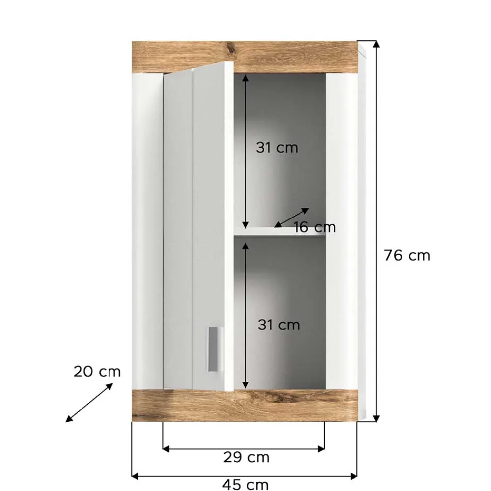 Wohnen Schränke<Badezimmer Hängeschrank 45x76x20 cm - Hihat