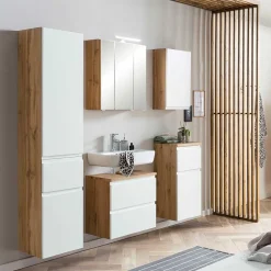 Wohnen Schränke<Badezimmer Hochschrank in mattem Weiß - Eight