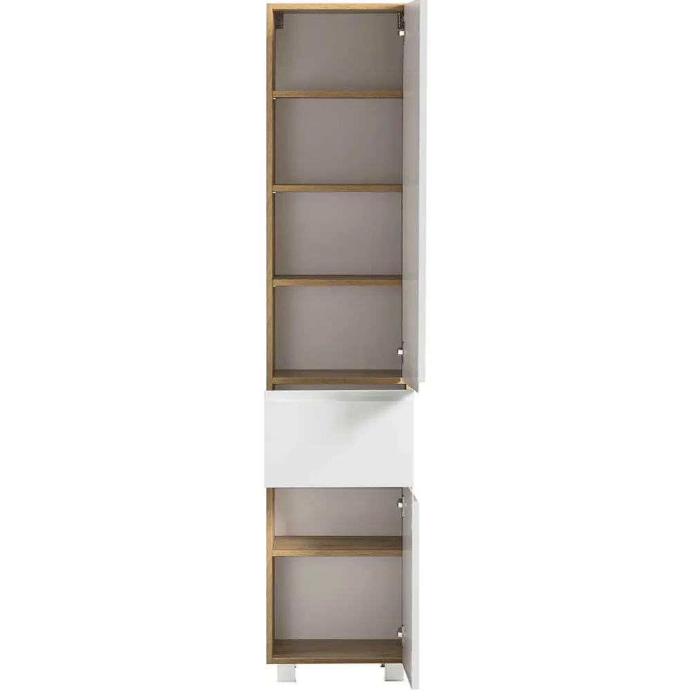 Wohnen Schränke<Badezimmer Hochschrank in mattem Weiß - Eight