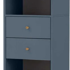 Wohnen Schränke<Badezimmer Hochschrank in Petrol Blau & Eiche - Matrera
