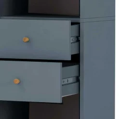 Wohnen Schränke<Badezimmer Hochschrank in Petrol Blau & Eiche - Matrera